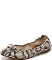 Sam Edelman Felicia Snake Print Leather Bow Detail Ballet Flats