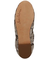 Sam Edelman Felicia Snake Print Leather Bow Detail Ballet Flats