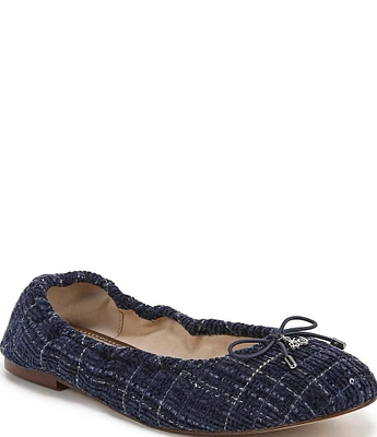 Sam Edelman Felicia Tweed Plaid Bow Detail Ballet Flats