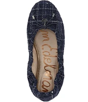 Sam Edelman Felicia Tweed Plaid Bow Detail Ballet Flats