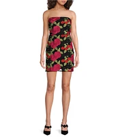 Sam Edelman Floral Print Strapless Sleeveless Sheath Dress