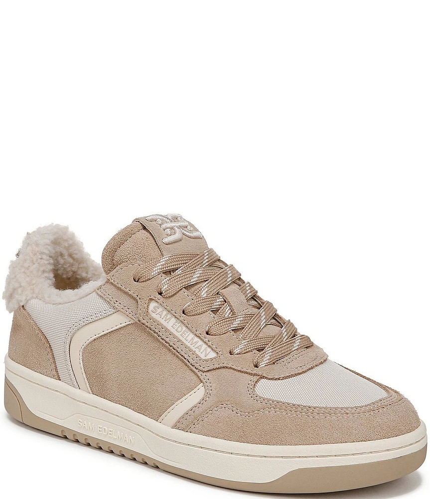 Sam Edelman Harper Cozy Suede and Fabric Low-Top Retro Skater Sneakers