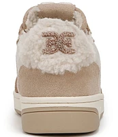 Sam Edelman Harper Cozy Suede and Fabric Low-Top Retro Skater Sneakers