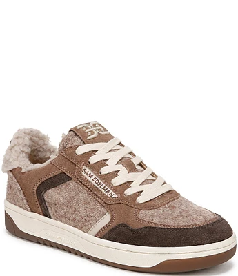 Sam Edelman Harper Cozy Wool and Suede Low-Top Retro Skater Sneakers