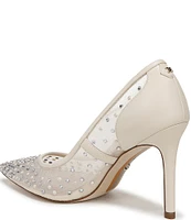 Sam Edelman Hazel Rhinestone Pearl Embellished Mesh Pumps