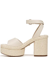 Sam Edelman Immie Leather Ankle Strap Raffia Platform Sandals