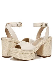 Sam Edelman Immie Leather Ankle Strap Raffia Platform Sandals