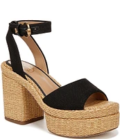 Sam Edelman Immie Linen Ankle Strap Raffia Platform Sandals