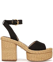 Sam Edelman Immie Linen Ankle Strap Raffia Platform Sandals