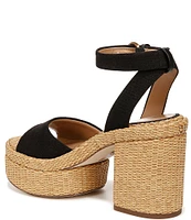 Sam Edelman Immie Linen Ankle Strap Raffia Platform Sandals