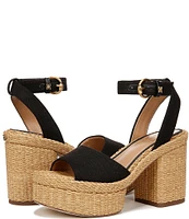 Sam Edelman Immie Linen Ankle Strap Raffia Platform Sandals