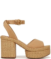 Sam Edelman Immie Suede Ankle Strap Raffia Platform Dress Sandals