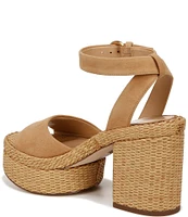 Sam Edelman Immie Suede Ankle Strap Raffia Platform Dress Sandals