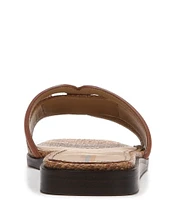 Sam Edelman Irina Leather and Basket Weave Double E Square Toe Flat Slide Sandals