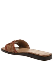 Sam Edelman Irina Leather and Basket Weave Double E Square Toe Flat Slide Sandals