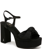 Sam Edelman Julieta Fabric Ankle Strap Bow Detail Platform Dress Sandals