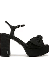 Sam Edelman Julieta Fabric Ankle Strap Bow Detail Platform Dress Sandals