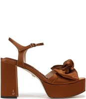 Sam Edelman Julieta Satin Ankle Strap Bow Detail Platform Dress Sandals