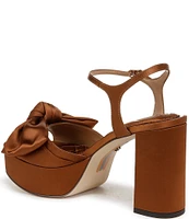 Sam Edelman Julieta Satin Ankle Strap Bow Detail Platform Dress Sandals