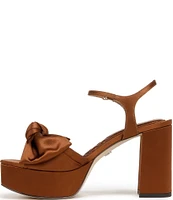 Sam Edelman Julieta Satin Ankle Strap Bow Detail Platform Dress Sandals