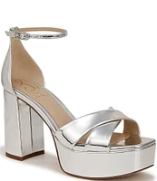 Sam Edelman Jullian Mirror Metallic Ankle Strap Platform Dress Sandals