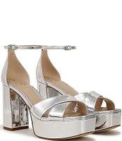 Sam Edelman Jullian Mirror Metallic Ankle Strap Platform Dress Sandals