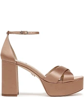 Sam Edelman Jullian Satin Ankle Strap Platform Dress Sandals