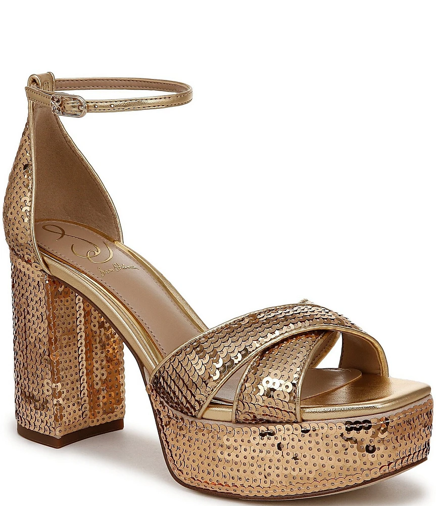 Sam Edelman Jullian Sequin Ankle Strap Platform Dress Sandals