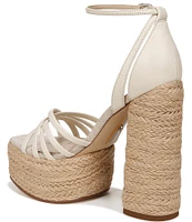 Sam Edelman Kade Leather Ankle Strap Raffia Platform Sandals