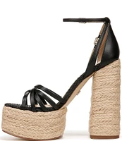 Sam Edelman Kade Leather Ankle Strap Raffia Platform Sandals