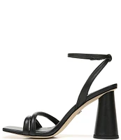 Sam Edelman Kia Leather Sculptural Heel Ankle Strap Sandals