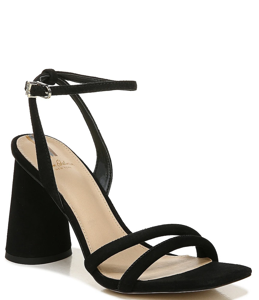 Sam Edelman Kia Suede Sculptural Heel Ankle Strap Sandals