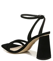 Sam Edelman Kia Suede Sculptural Heel Ankle Strap Sandals