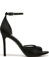 Sam Edelman Krissa Rhinestone Embellished Mesh Satin Open Toe Dress Pumps