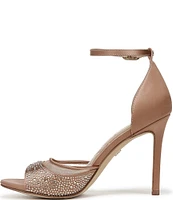 Sam Edelman Krissa Rhinestone Embellished Mesh Satin Open Toe Dress Pumps