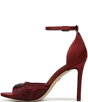 Sam Edelman Krissa Rhinestone Embellished Mesh Satin Open Toe Dress Pumps