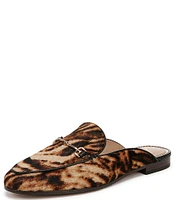 Sam Edelman Linnie Animal Print Calf Hair Bit Buckle Flat Mules