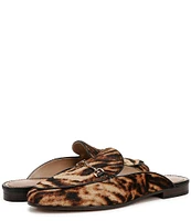 Sam Edelman Linnie Animal Print Calf Hair Bit Buckle Flat Mules