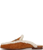 Sam Edelman Linnie Cozy Suede and Shearling Bit Buckle Flat Mules