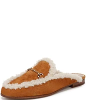 Sam Edelman Linnie Cozy Suede and Shearling Bit Buckle Flat Mules