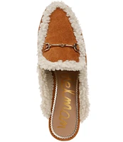 Sam Edelman Linnie Cozy Suede and Shearling Bit Buckle Flat Mules