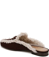 Sam Edelman Linnie Cozy Suede and Shearling Bit Buckle Flat Mules