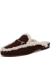 Sam Edelman Linnie Cozy Suede and Shearling Bit Buckle Flat Mules