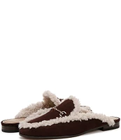 Sam Edelman Linnie Cozy Suede and Shearling Bit Buckle Flat Mules