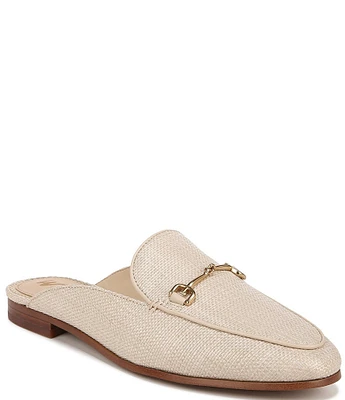 Sam Edelman Linnie Raffia Basket Weave Bit Buckle Flat Mules