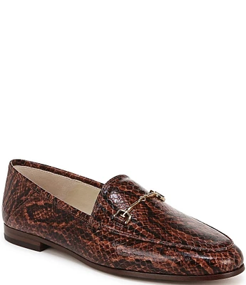 Sam Edelman Loraine Snake Print Leather Bit Buckle Flat Loafers