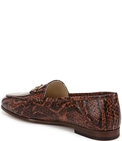 Sam Edelman Loraine Snake Print Leather Bit Buckle Flat Loafers