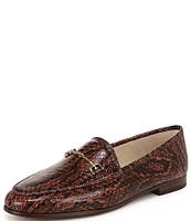 Sam Edelman Loraine Snake Print Leather Bit Buckle Flat Loafers