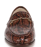 Sam Edelman Loraine Snake Print Leather Bit Buckle Flat Loafers