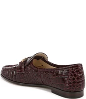 Sam Edelman Lucca Crocodile Embossed Leather Bit Buckle Flat Loafers